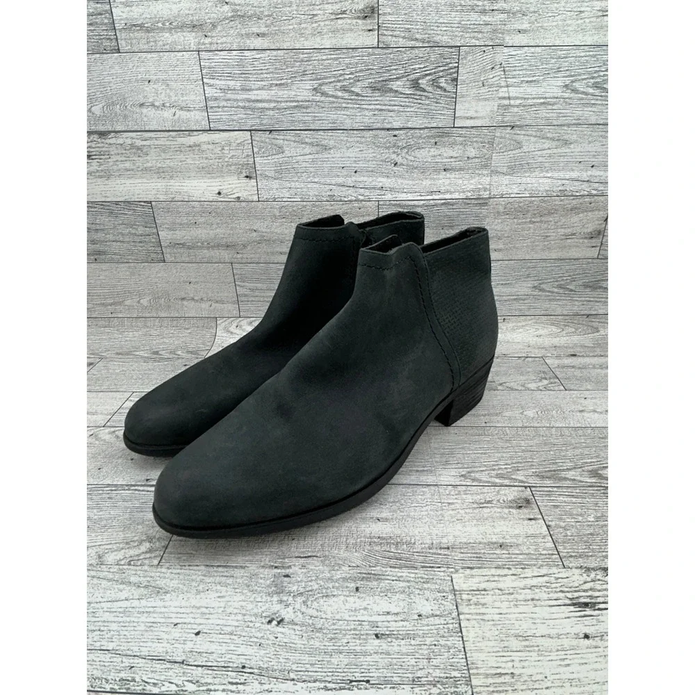 Rockport Womens Black Leather Ankle Boots Side Zip Truss Comfort Size 7 CG8064